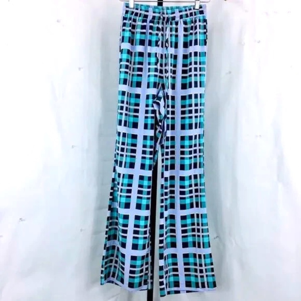 Glamorous Asos Womens Pants Relaxed Plaid Print High Rise Size 4